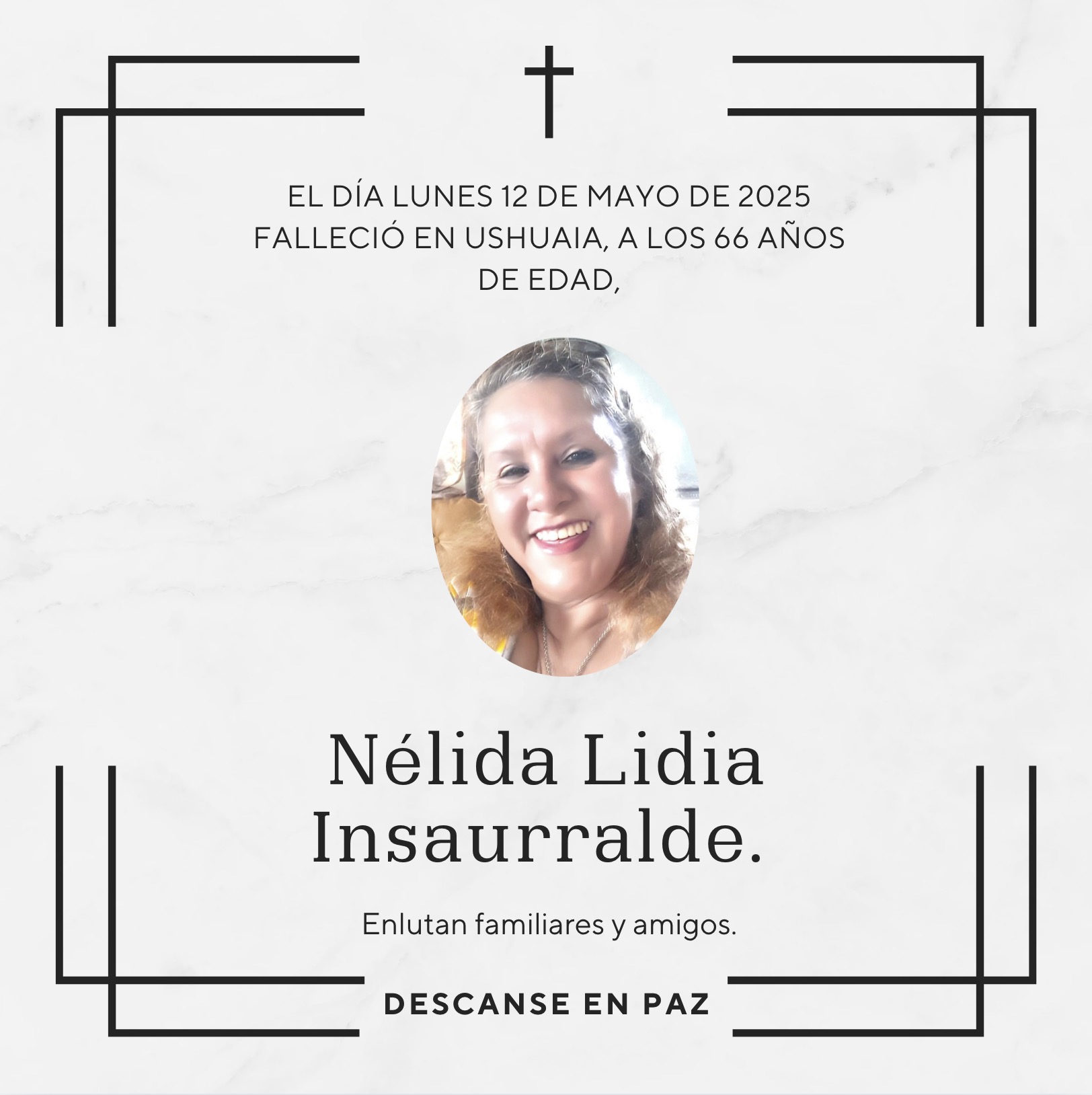 Fallecimiento | Nélida Lidia Insaurralde.